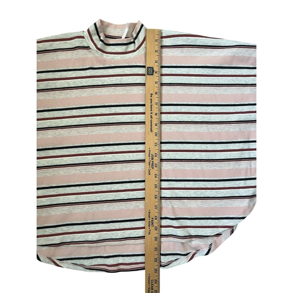 Free People Steph Striped Mock Neck Top Cropped Oversize Boho Casual Medium - Picture 12 of 14